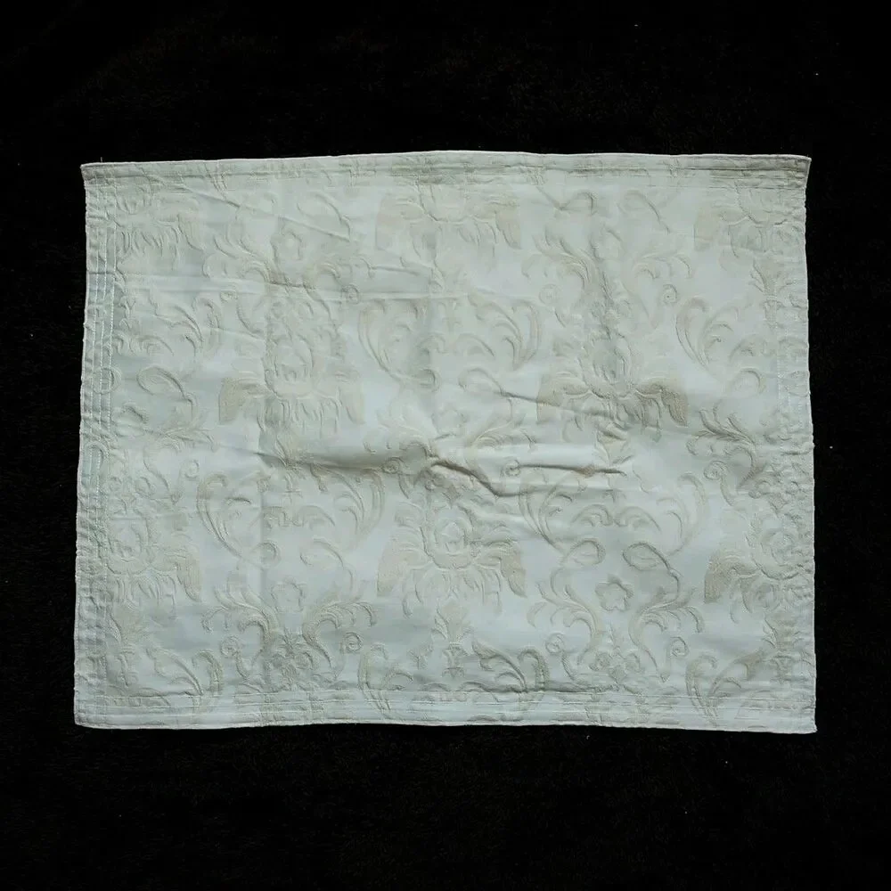 Locama Pillow Sham Cover Standard Cream Floral Jacquard Victoria French Portugal